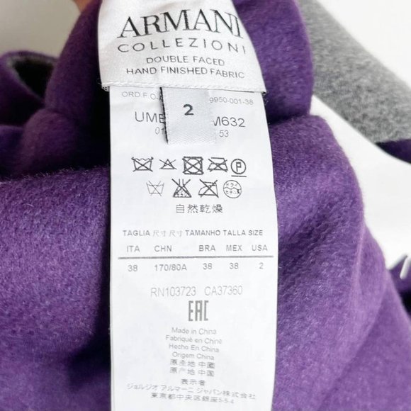 ✅#252A NWOT Armani Collezioni Purple Reversible Wool Cashmere 2 Poncho/Cape! - Picture 11 of 12